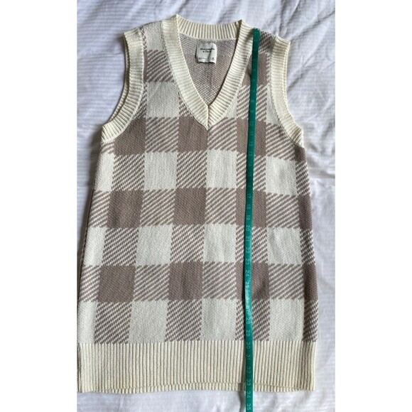90's style Abercrombie & Fitch Argyle V-Neck Sweater Dress Size M Cream Tan - Picture 10 of 10
